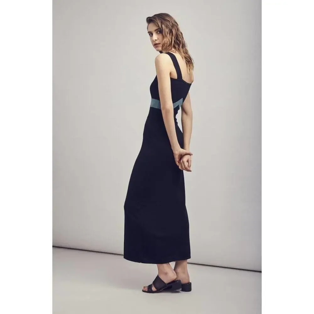Mila Zovko Womens Size Large Dress Luna Sleeveless Maxi Black Green Colorblock - Picture 3 of 9